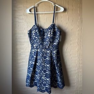 Windsor Formal Scalloped Blue Lace Party Dress